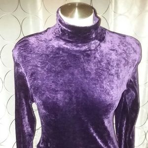 Womans Long Sleeved Purple Crushed Velvet Top